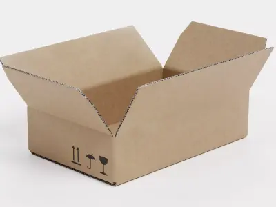 Cardboard Box V3 - Parcel Package with Symbols - Rigged 3D model