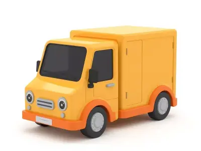 Yellow Cartoon Delivery Van 3D Model Low-poly 3D model by Choco-Bear
