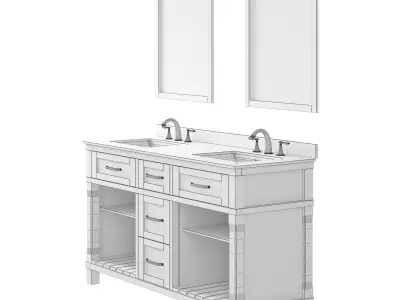 OVE Riverland 60 Antique Oak Vanity 3D model