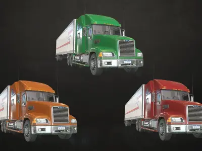 Semi Truck Van Trailer Low-poly 3D model