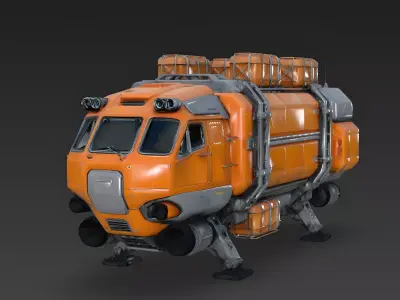 Sci-Fi Heavy Cargo Overland Transport 3d model Low-poly 3D model