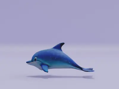 Baby Dolphin Cartoon Low-poly 3D model