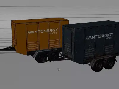 Mobile Generator Trailer New and Worn Versions Low-poly 3D model