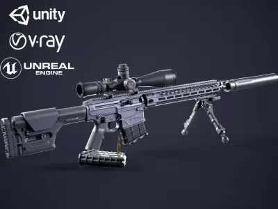Sniper Rifle OMEN  300 WIN MAG Low-poly 3D model