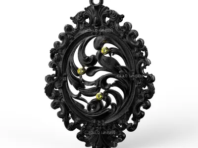 Vintage Oval Pendant 3D print model