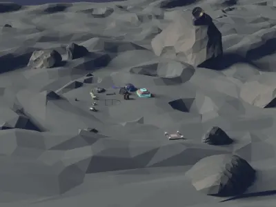 Low Poly Style Stylized Space Station Environment Low-poly 3D model
