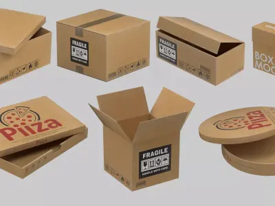 Industrial Cardboard Containers Low-poly 3D model