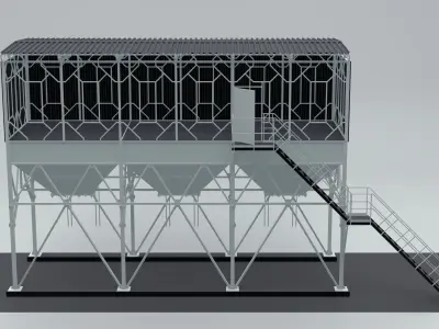 steelwork metal building with stairs 3D model