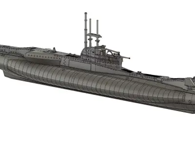 British T-class submarine 1-350 scale model STL 3D print model