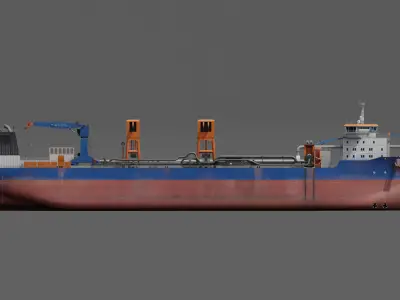  Hopper Dredger Vessel  Low-poly 3D model