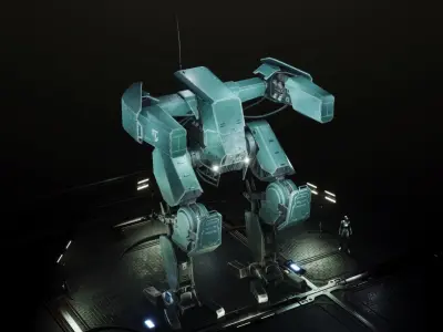 Sci-fi Mecha Grig game ready rigged Low poly robot  Low-poly 3D model