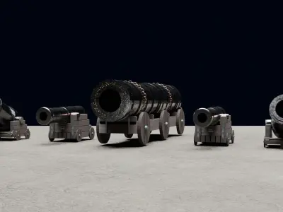 Monsterous V1 Cannon Pack Low-poly 3D model