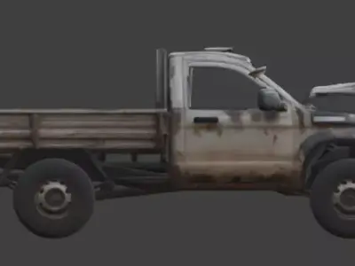 Wrecked Pickup Truck 3D Model Low-poly 3D model