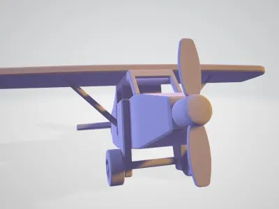 Wooden Airplane Toy - Small Aircraft Low-poly 3D model