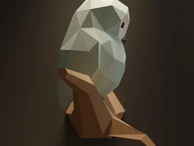 Owl low poly model polygonal 3D model