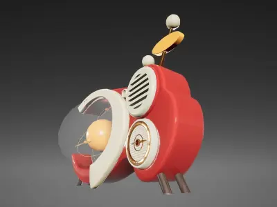 Retrofuturistic Radio Low-poly 3D model