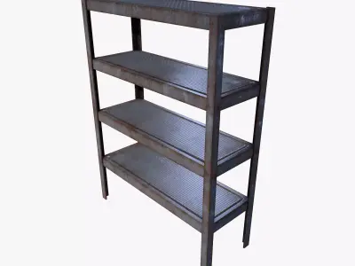 Industrial Rusty Shelf Low Poly Rack Low-poly 3D model