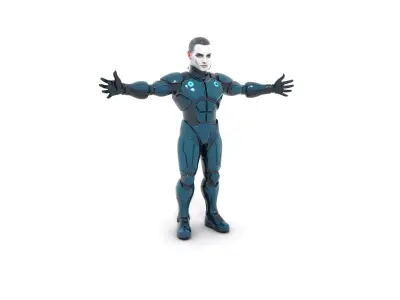 Futuristic Cyborg with Metallic Armor Low-poly 3D model