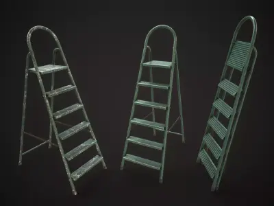 Stepladder ladder Low-poly 3D model