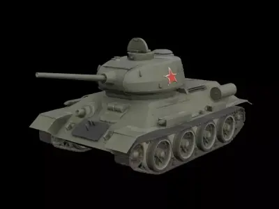T34 Soviet tank Low-poly 3D model
