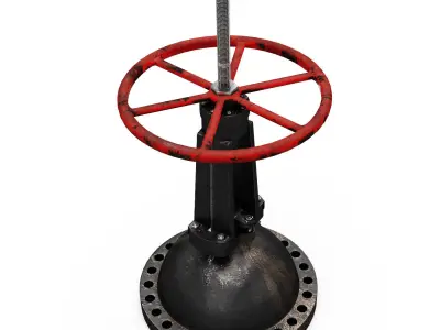 Valve industrial stool with base 3D model