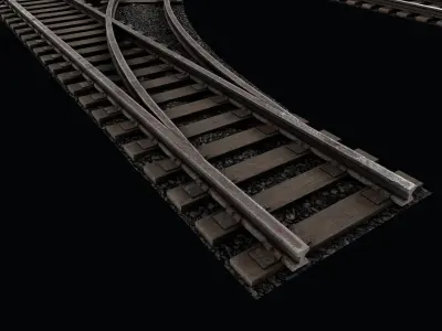 Old Modular Railway Tracks Low-poly 3D model