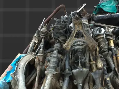 3D Scanned Car Parts Garbage Pile Free 3D model
