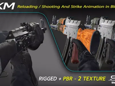 Historical AKM Gun Low-poly 3D model