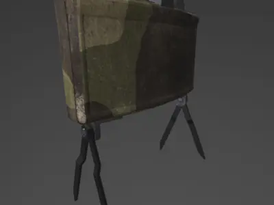 claymore camouflage bag on tripod Low-poly 3D model