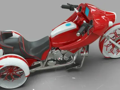 Conceptual three wheeled motorcycle 3D model
