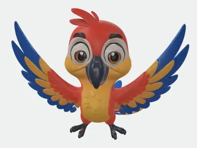 Cartoony Parrot Free low-poly 3D model