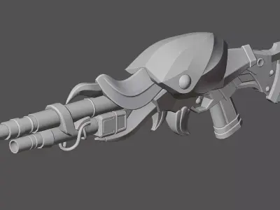 Octopus Shotgun Game Ready 3D Model Low-poly 3D model