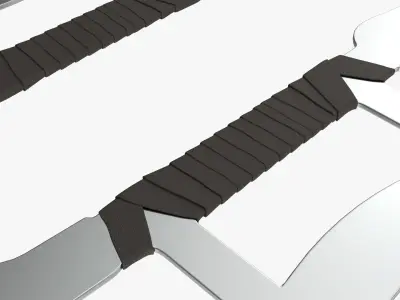 Twin hooks tree swords 3D model