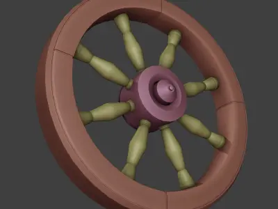 Wooden Wagon Wheel 3D model