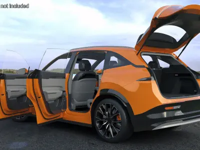 Electric SUV Sunset Orange Rigged 3D model
