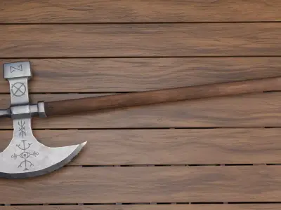 Medieval Axe Old Age Game Ready Low Poly Weapon PBR 4K Low-poly 3D model
