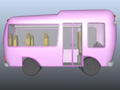 Cartoony Bus Model Low-poly 3D model