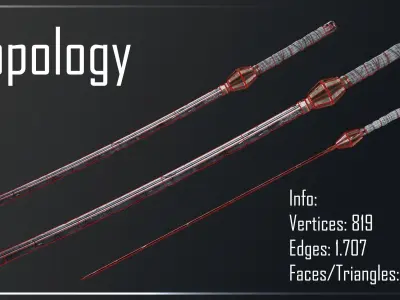 Katana Sword Kenpachi Zaraki Zanpakuto Low Poly Game Ready PBR Low-poly 3D model