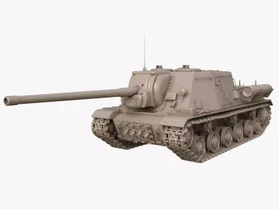 Tank ISU 122  Clay Mental Ray 3D model