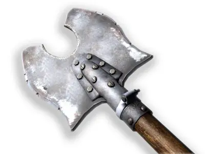 Battle Stylized axe weapon Low Poly 3d model ARVR Low-poly 3D model
