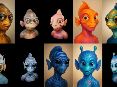 Head Fish bundle 7 pack 100 glb 3D model