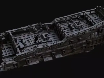 Shipwreck pirate ship Low-poly 3D model