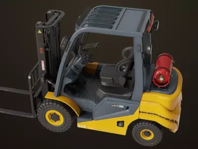 Forklift Trucks 02 and 03 Rigged All PBR Unity UE Textures 3D Model Pack