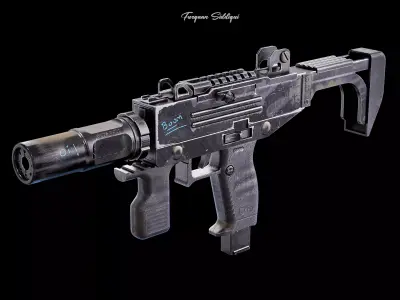 UZI PBR Gun Low-poly 3D model