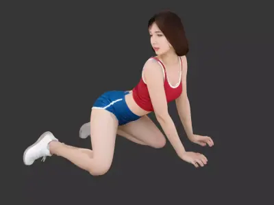 22- Chinese Style Scene - Sports Girl Training 3D model