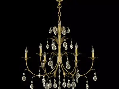 Classic chandelier with metal leaves 3D model