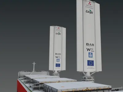 Wind-powered bulk carrier vessel 3D model Low-poly 3D model