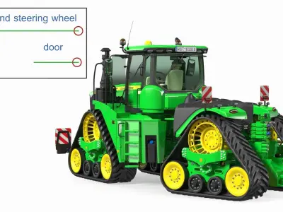 John Deere Four Track 9RX Series Tractor Clean 3D model