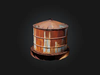 Rusted Water Tank Low-poly 3D model