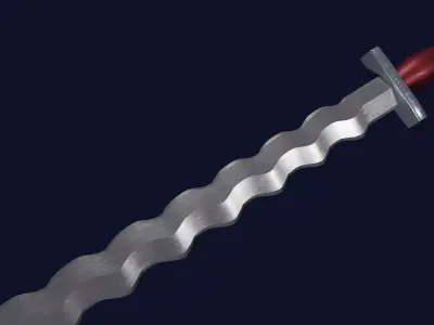 Flamberge sword with Xyphos handle Low-poly 3D model